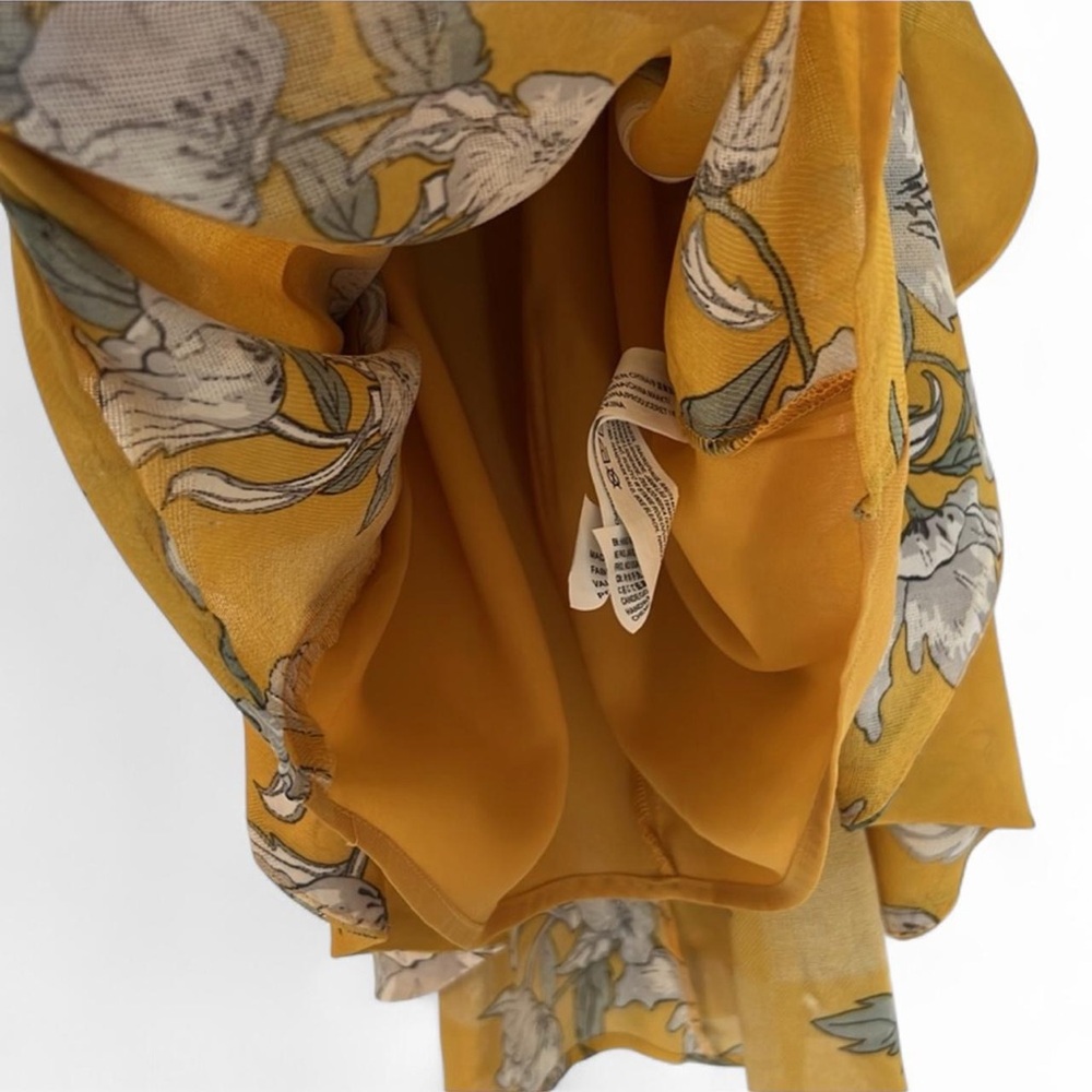 Chriselle x JOA Yellow Floral Puff Sleeve Mini Dress S - Picture 8 of 13